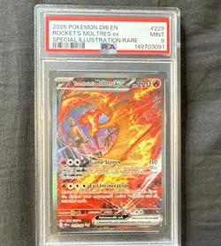 **PSA 9** Team Rocket's Moltres EX DRI EN Special Illustration Rare 229/182 - Image 1