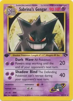 Pokemon Card - Gym Challenge 29/132 - SABRINA'S GENGAR (rare) *1st Edition* - NM - Image 1