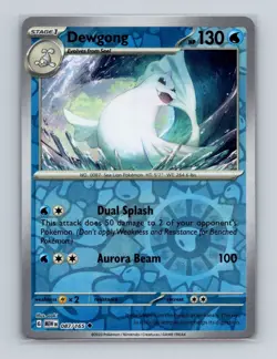 Dewgong 087 2023 Pokemon Scarlet & Violet MEW 151 Reverse Holo Card NM+ - Image 1