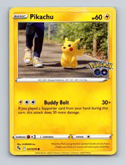 Pikachu 027 2022 Pokemon Pokemon Go Base Card NM+ - Image 1