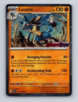Lucario 114 Pokemon Scarlet & Violet Stamped Cosmos Holo Promo Card NM+ (f) - Image 1