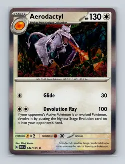 Aerodactyl 142 2023 Pokemon MEW 151 Shinji Kanda Holo Rare Card NM+ (a) - Image 1