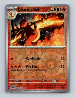 Charmeleon 005 2023 Pokemon Scarlet & Violet MEW 151 Reverse Holo U Card NM+ (b) - Image 1