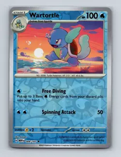 Wartortle 008 2023 Pokemon Scarlet & Violet MEW 151 Reverse Holo Card NM+ - Image 1
