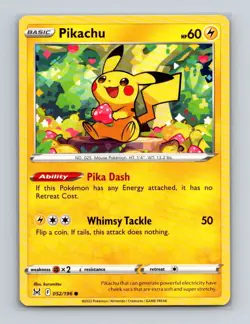 Pikachu 052 2022 Pokemon Lost Origin "Berry Chu" Base Card NM+ (c) - Image 1