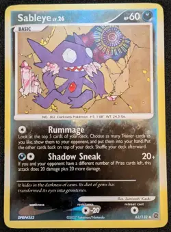 Pokemon TCG Sableye Reverse Holo Rare Card 63/132 Secret Wonders - Image 1