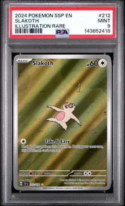 2024 POKEMON SSP EN-SURGING SPARKS ILLUSTRATION RARE #212 SLAKOTH PSA 9 - Image 1