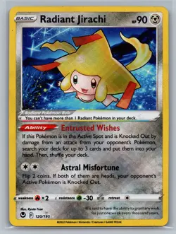 Radiant Jirachi SWSH12: Silver Tempest #120/195 Radiant Rare,Holo Pokemon Card - Image 1