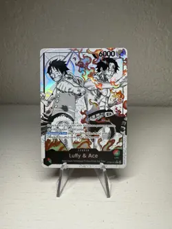 One Piece ST30-001 Luffy Ace Parallel L-P Leader Black White Textured Star - Image 1