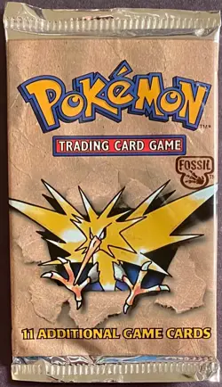 Pokemon unopened fossil Booster Pack 11 Card Factory Sealed 1999 Zapdos Art WOTC - Image 1