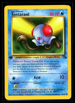 1999 Classic - Fossil Tentacool 1st Edition #56 Pokemon Card - Image 1
