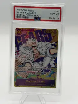 2023 One Piece Monkey D. Luffy Alt Art OP05-119 SEC PSA 10 Gem Guard Included - Image 1