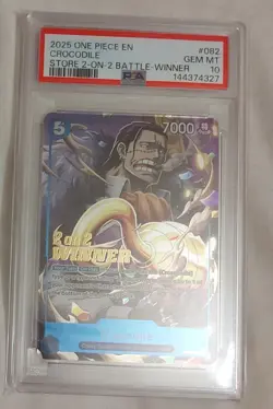 2025 ONE PIECE PROMOS STORE 2-ON-2 BATTLE-WINNER #082 CROCODILE PSA 10 - Image 1