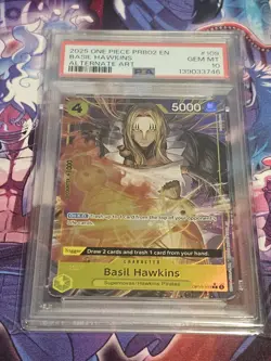 2025 ONE PIECE PRB02-PREMIUM BOOSTER ALT ART #109 BASIL HAWKINS PSA 10 - Image 1