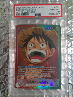 2025 ONE PIECE OP13 MONKEY D LUFFY ALT ART #001 LEADER PSA 10 GEM MINT - Image 1