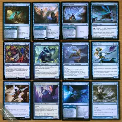 Set of 12 Rare & Uncommon Blue Faerie Creatures & Spells Magic MTG Eldraine EDH - Image 1