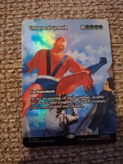 Unnatural Growth Borderless Foil Marvel Super Heroes Mtg Nm - Image 1