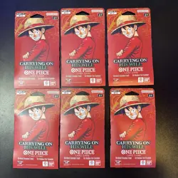 One Piece TCG OP-13 Carrying On His Will Sleeved Booster Pack Lot of 6 Sealed - Image 1