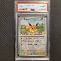 Pokemon Eevee Day Promo Reverse Cosmos Holo Psa 10 W/Swirl - Image 1