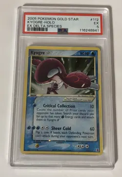 2005 POKEMON EX DELTA SPECIES GOLD STAR #112 KYOGRE-HOLO PSA 5 - Image 1