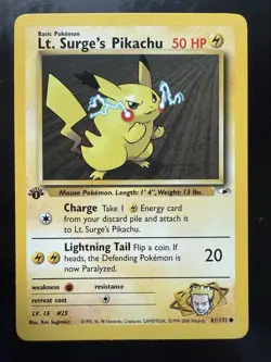 Pokemon Lt. Surge's Pikachu 081/132 Gym Heroes-1st Edition Regular (NM) - Image 1