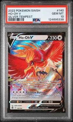 PSA 10 GEM MINT HO-OH V #140 2022 POKEMON SWSH SWORD & SHIELD SILVER TEMPEST - Image 1
