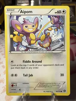 Aipom 90/114 XY Steam Siege Common Pokemon 2016 Rainbow Background Self Cameo - Image 1