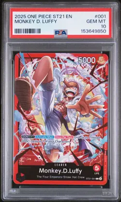 One Piece - ST21-EX Gear 5 Monkey.D.Luffy Red Leader ST21-001 PSA 10 - Image 1