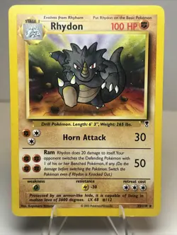 CREASE Rhydon 35/110 Regular/Non-Holo Legendary Collection Pokemon Card - Image 1