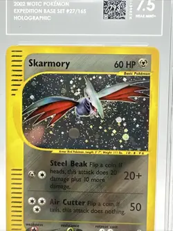 Pokemon Skarmory Holo Rare 2002 Expedition #27/165 TAG 7.5 NM Pokemon Card Swirl - Image 2