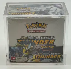 Pokemon TCG Sun & Moon Lost Thunder Booster Box SEALED w/ Acrylic Case - Image 1