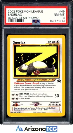 Pokemon 2002 Snorlax 49 Black Star Promo Pokemon League PSA 8 - Image 1
