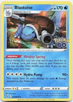 Pokemon TCG Blastoise Pokemon GO Holo Rare 017/078 - Image 1