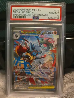 2025 Pokemon Mega Lucario ex #179 Special Illustration Rare PSA 10 GEM MINT - Image 1
