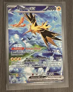 Pokemon TCG Zapdos ex Full Art Holo Ultra Rare SV 151 202/165 English 2023 - Image 1