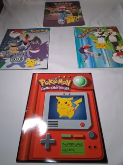 Lot Of 4 Vintage 1999 Pokemon - 3 Hole Punch- School Folder - 2 Pocket Unpunched - Image 1