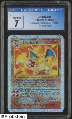 2002 Pokemon Legendary Collection #3/110 Reverse Holo Charizard CGC 7 NM - Image 1