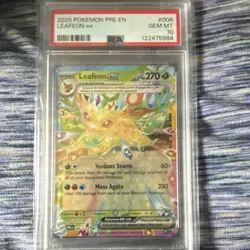 Pokemon SV: Prismatic Evolutions Leafeon ex 006/131 Holo EN PSA 10 - Image 1