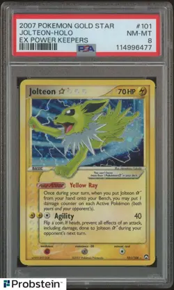 2007 Pokemon Ex Power Keepers Gold Star #101 Jolteon Holo PSA 8 NM-MT - Image 1