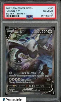 2022 Pokemon SWSH FA/Lugia V Silver Tempest #186 PSA 10 GEM MINT - Image 1