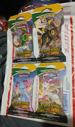 Pokemon Evolving Skies Sleeved Booster Packs Complete Artwork Art Set New All 4! - Image 1