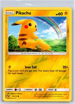 Pikachu 28/73 Common Shining Legends Pokemon Reverse Holo NM/M 603-60 - Image 1