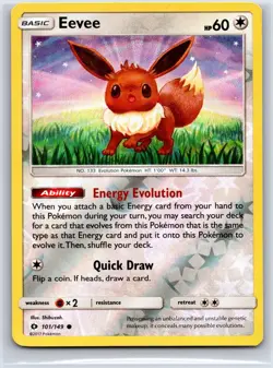 Eevee 101/149 Common SM Base Set Pokemon Reverse Holo NM/M 515d-4 - Image 1