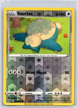 Snorlax 206/264 Common Fusion Strike Pokemon Reverse Holo NM/M 609-10 - Image 1