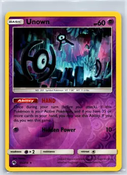 Unown 91/214 Rare Lost Thunder Pokemon Reverse Holo NM/M 528d-35 - Image 1