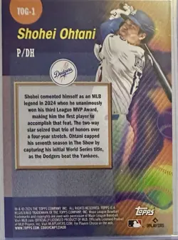 2025 Topps Titans of the Game Insert Shohei Ohtani TOG-1 Dodgers Baseball Card - Image 2