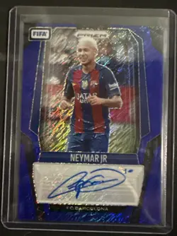2025/26 Prizm FIFA FOTL Neymar Jr . Blue Shimmer SSP Autograph Barcelona - Image 1