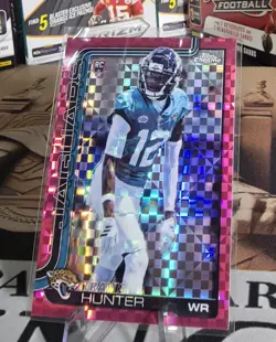 2025 Topps Chrome Travis Hunter RC Hot Pink X-Fractor #332 Jaguars Rookie - Image 1