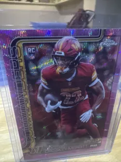 2025 Topps Chrome Jacory Croskey-Merritt Pink Wave Refractor RC SP /250 - Image 4