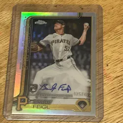 2025 Topps Chrome Brady Feigl Rookie Auto Refractor /499 Pittsburg Pirates (RC) - Image 1